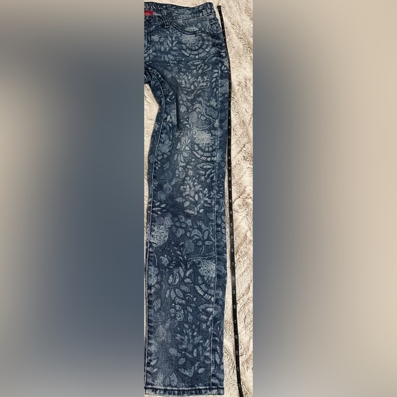 Merona Jeans Womens Size 4 Ankle Skinny Floral Print Blue Denim Jeans - Picture 7 of 11